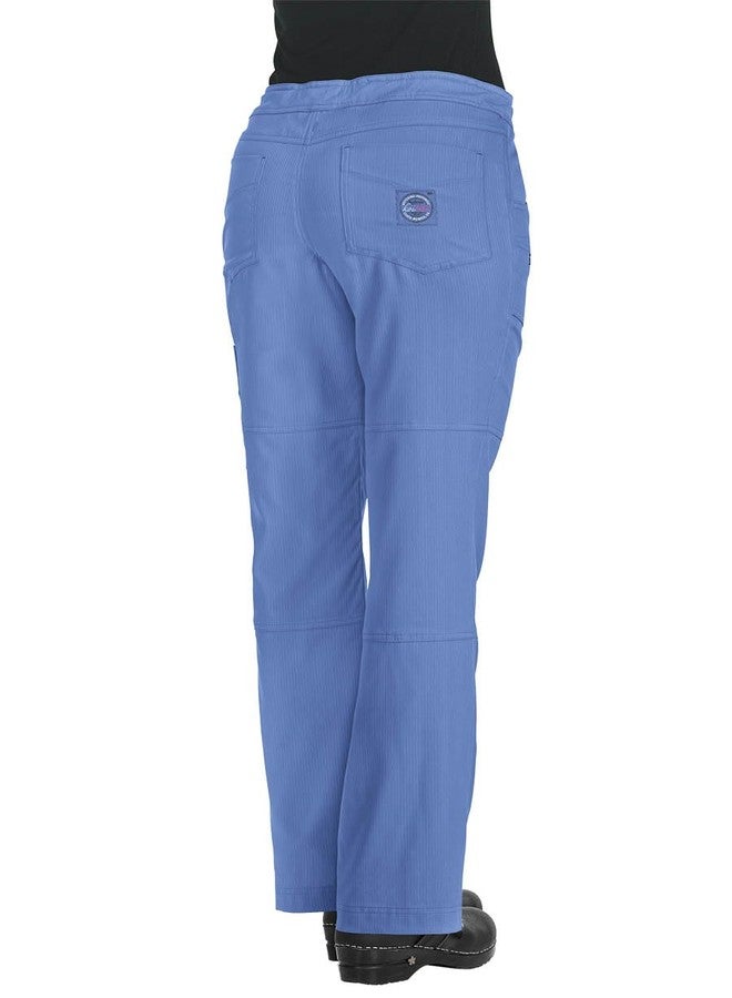 KOI Lite Peace Women's 6-Pocket Stretch Scrub Pants True Ceil Medium - Image 2